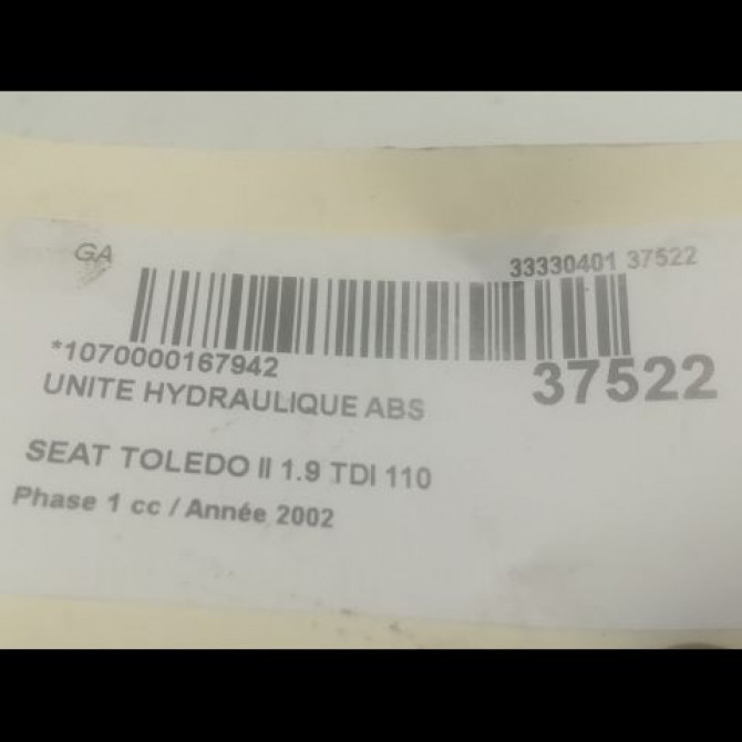 Unité hydraulique ABS occasion SEAT TOLEDO II Phase 1 04-1998->09-2004 1.9 TDI 110 3
