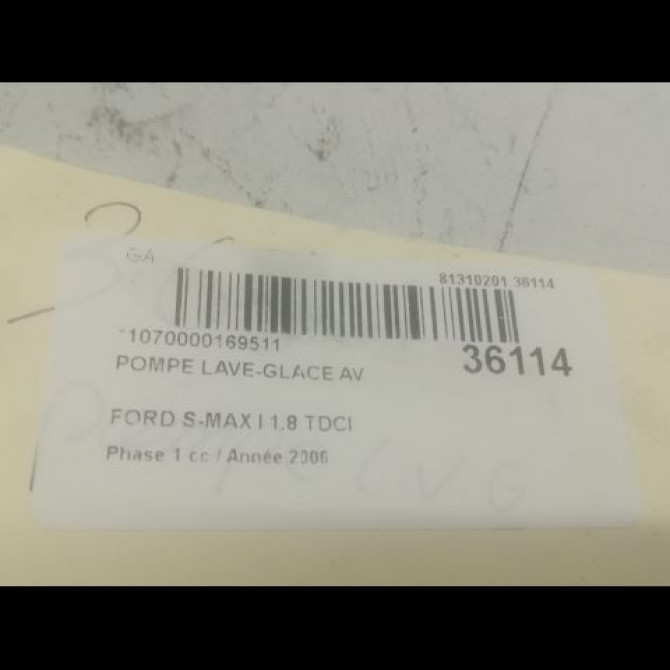Pompe lave-glace avant occasion FORD S-MAX I Phase 1 05-2006->03-2010 1.8 TDCI 125ch 3
