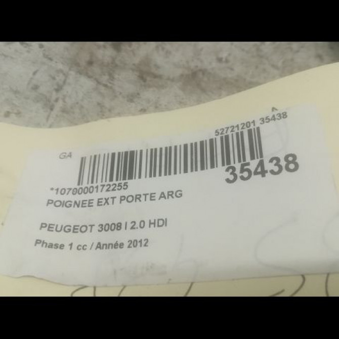 Poignee ext porte arg occasion PEUGEOT 3008 I Phase 1 04-2009->12-2013 2.0 HDI 163ch 9101KH 3