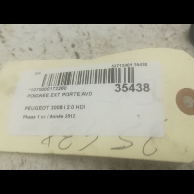 Poignee ext porte avd occasion PEUGEOT 3008 I Phase 1 04-2009->12-2013 2.0 HDI 163ch 9101KH 3