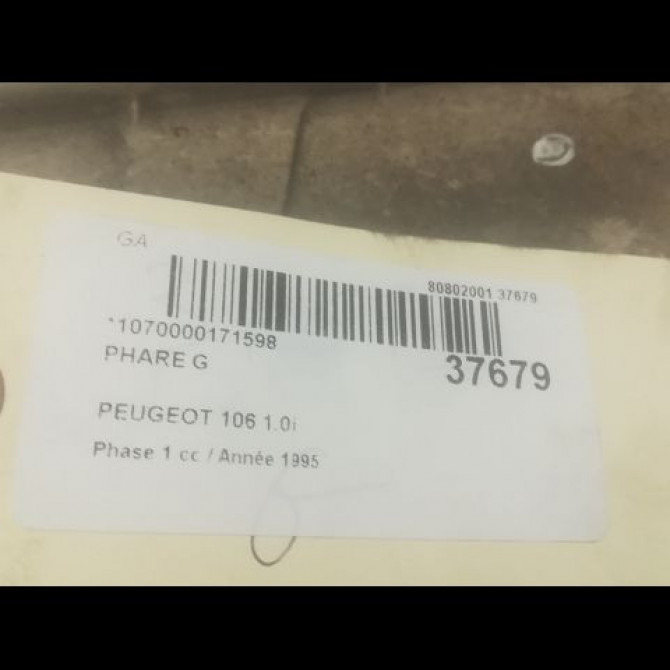 Phare gauche occasion PEUGEOT 106 Phase 1 09-1991->04-1996 1.0i 6204C7 3