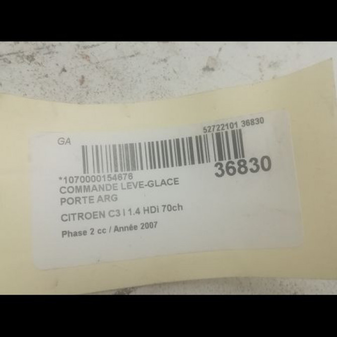 Commande leve-glace porte arrière gauche occasion CITROEN C3 I Phase 2 10-2005->12-2010 1.4 HDi 70ch 3
