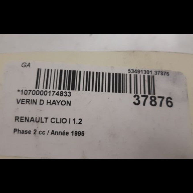 Verin droit hayon occasion RENAULT CLIO I Phase 2 03-1994->03-1996 1.2 2