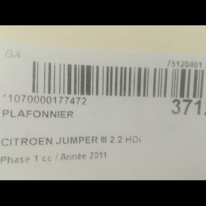 Plafonnier occasion CITROEN JUMPER III Phase 1 06-2006->... 2.2 HDi 100ch 6362Q3 3