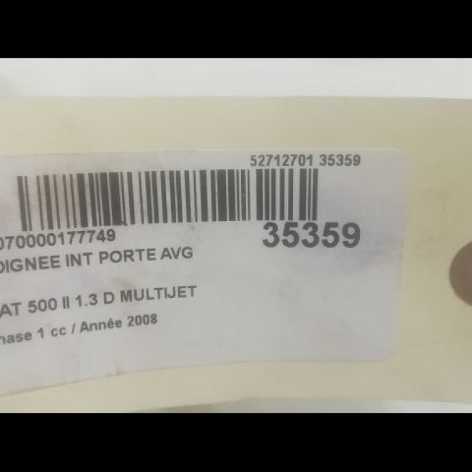 Poignee int porte avg occasion FIAT 500 II 500 II Phase 1 2007-07-01->2016-03-31 1.3 D MULTIJET 16v 75ch 71749973 3