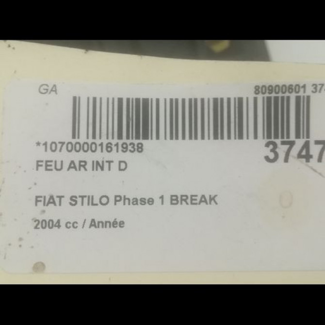 Feu arrière intérieur droit occasion FIAT STILO Phase 1 BREAK 10-2001->09-2007 51717942 3