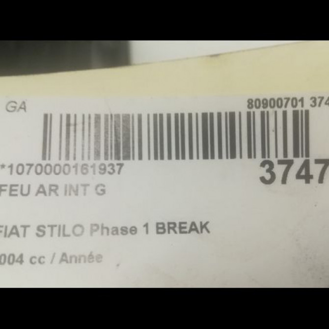 Feu arrière interieur gauche occasion FIAT STILO Phase 1 BREAK 10-2001->09-2007 51717943 3