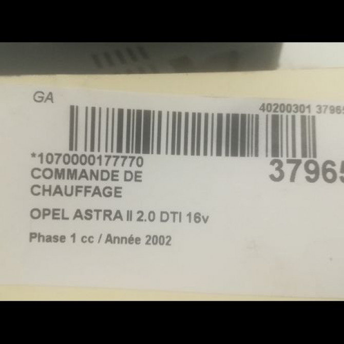 Commande de chauffage occasion OPEL ASTRA II Phase 1 04-1998->09-2004 2.0 DTI 16v 100ch 3
