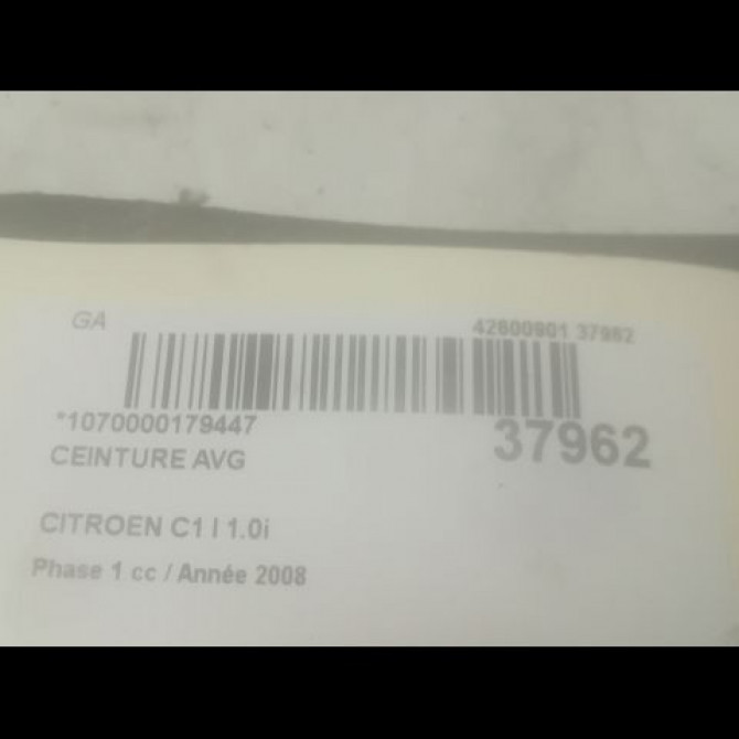 Ceinture avant gauche occasion CITROEN C1 I Phase 1 06-2005->11-2008 1.0i 8974LL 4
