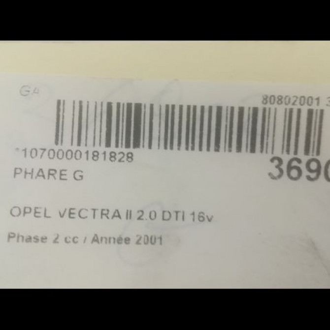 Phare gauche occasion OPEL VECTRA II Phase 2 02-1999->06-2002 2.0 DTI 16v 100ch 9119523 3