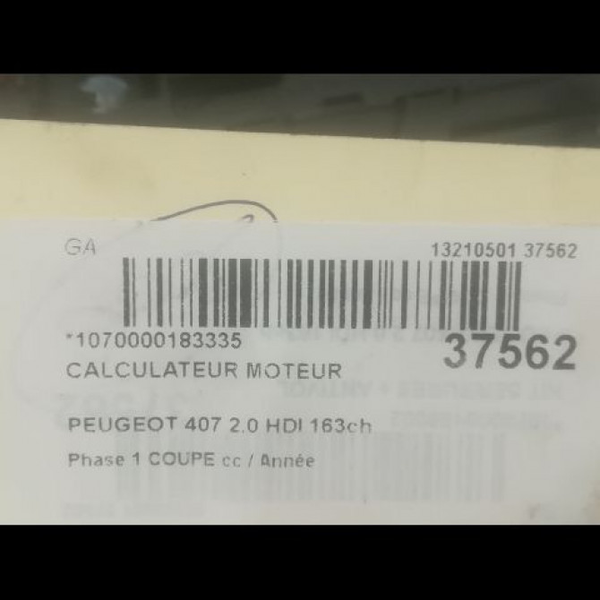 Calculateur moteur occasion PEUGEOT 407 Phase 1 COUPE 10-2005->12-2011 2.0 HDI 163ch 1606390780 6