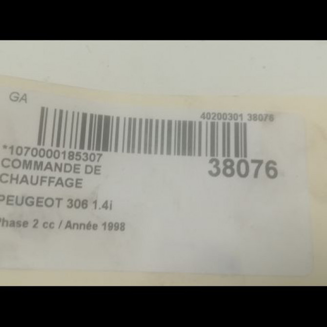 Commande de chauffage occasion PEUGEOT 306 Phase 2 04-1997->03-2002 1.4i 6451F2 3