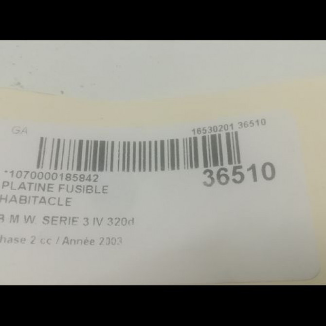 Platine fusible habitacle occasion B.M.W. SERIE 3 IV Phase 2 09-2001->03-2005 320d 61138364530 3