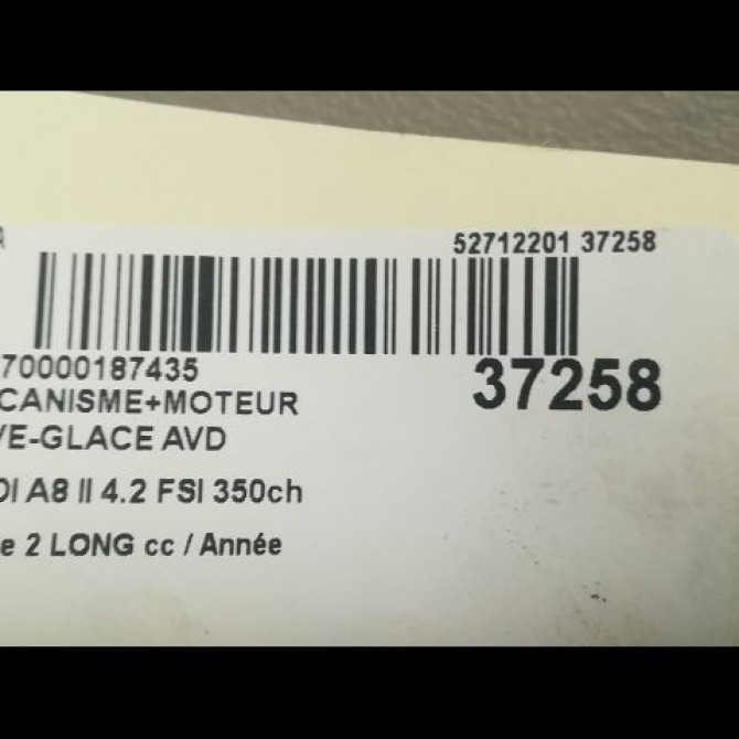 Mecanisme + moteur lève-glace avant droit occasion AUDI A8 II Phase 2 LONG 12-2007->12-2009 4.2 FSI 350ch 4E0837462B 3