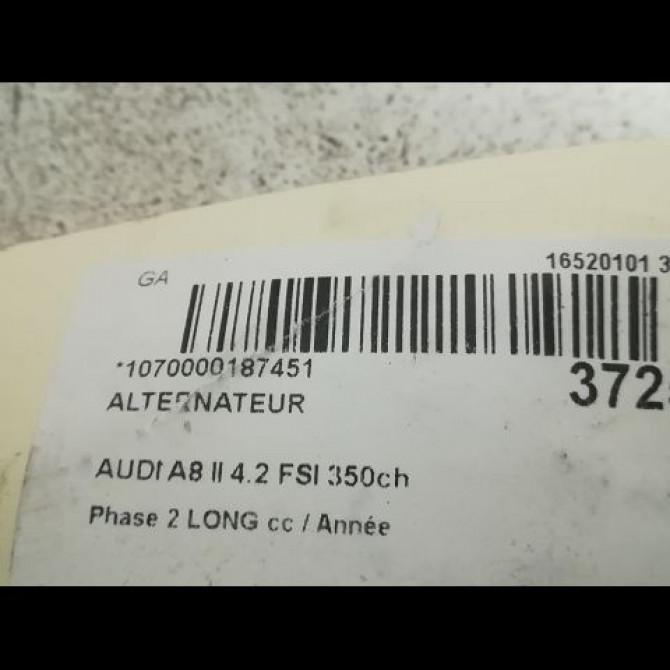 Alternateur occasion AUDI A8 II Phase 2 LONG 12-2007->12-2009 4.2 FSI 350ch 79903015EX 4