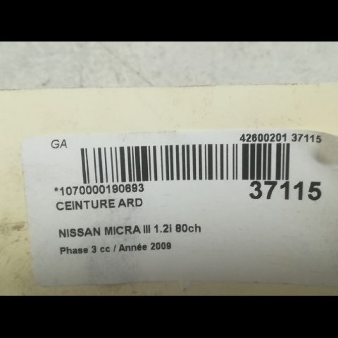 Ceinture arrière droite occasion NISSAN MICRA III Phase 3 11-2007->11-2010 1.2i 80ch 88844BC315 4