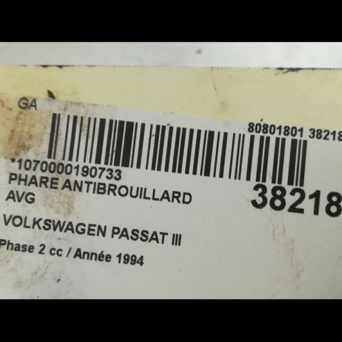 Phare antibrouillard avant gauche occasion VOLKSWAGEN PASSAT III Phase 2 11-1993->09-1996 1.8i 90ch 3
