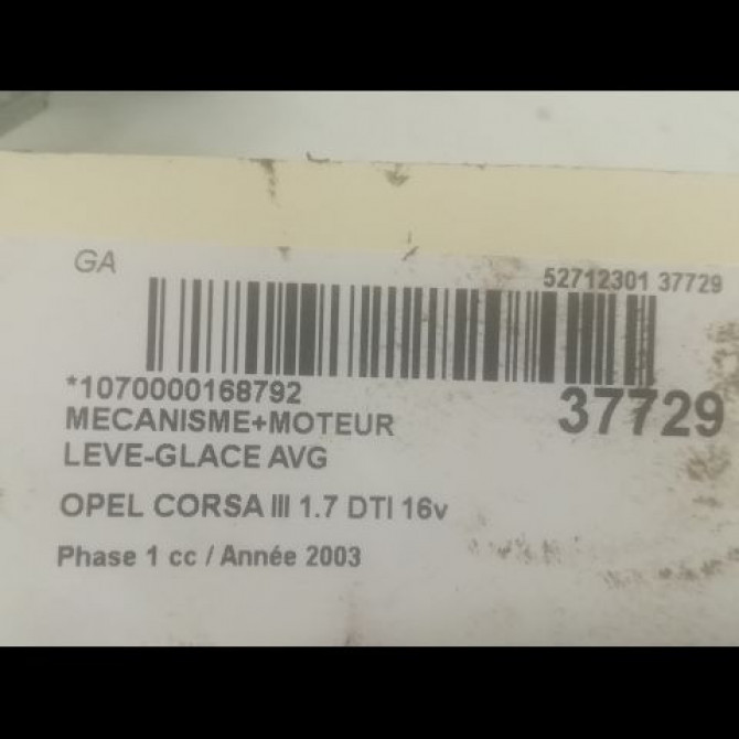 Mecanisme+moteur leve-glace avg occasion OPEL CORSA III Phase 1 10-2000->08-2003 1.7 DTI 16v 75ch 93186826 3