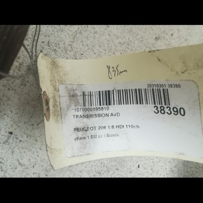 Transmission avant droite occasion PEUGEOT 206 206 phase 1 SW 2002-06-01->2006-12-31 1.6 HDI 110ch 32739L 2