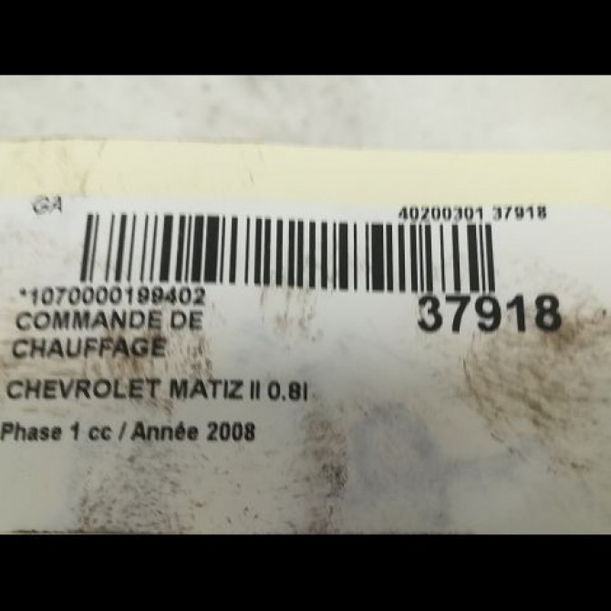 Commande de chauffage occasion CHEVROLET MATIZ II Phase 1 06-2005->09-2009 0.8i 96666743 3