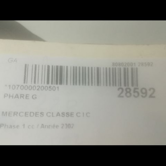 Phare gauche occasion MERCEDES CLASSE C I Phase 1 06-1993->06-1997 C 180 3