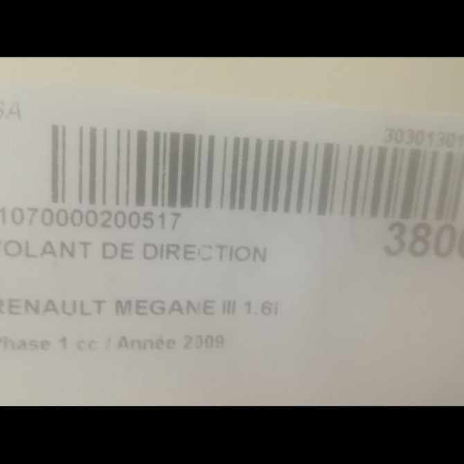 Volant de direction occasion RENAULT MEGANE III Phase 1 11-2008->01-2012 1.6i 16v 110ch 484009812R 2