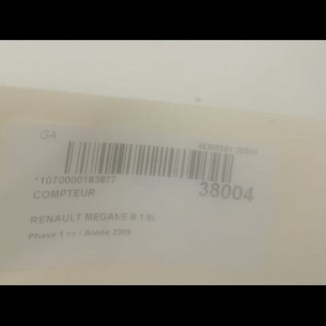 Compteur occasion RENAULT MEGANE III Phase 1 11-2008->01-2012 1.6i 16v 110ch 3