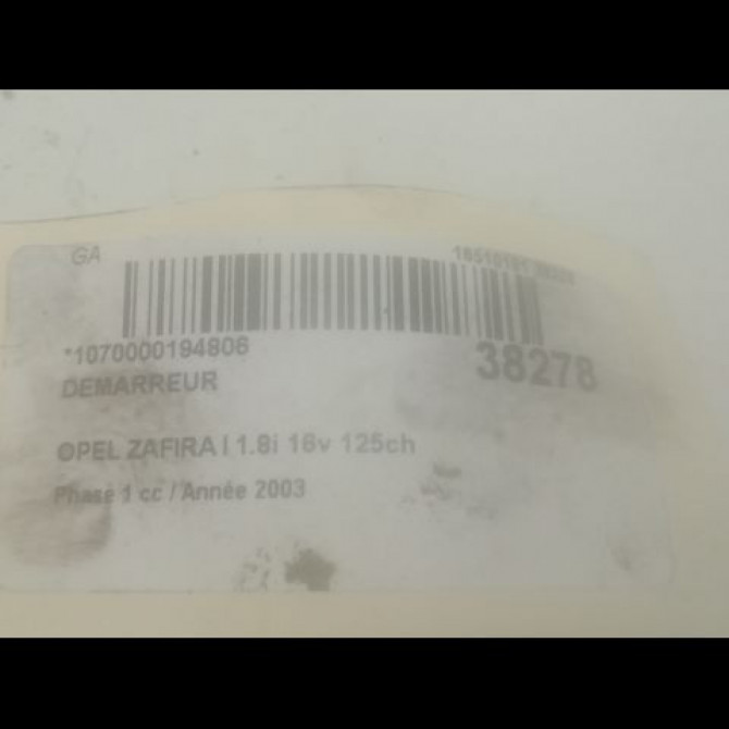Démarreur occasion OPEL ZAFIRA I Phase 1 03-1999->07-2005 1.8i 16v 125ch 93176051 3