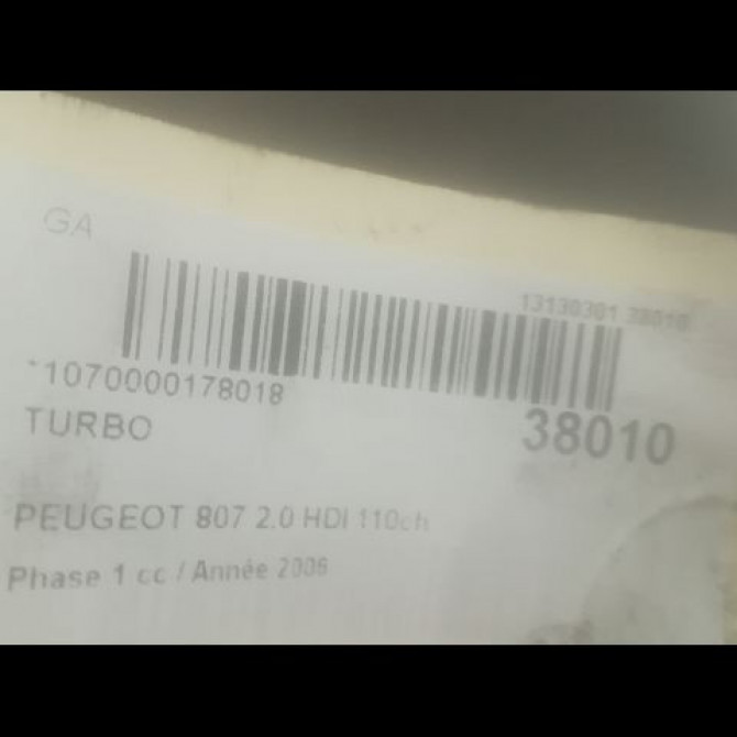 Turbo occasion PEUGEOT 807 Phase 1 06-2002->12-2014 2.0 HDI 110ch 375F9 4