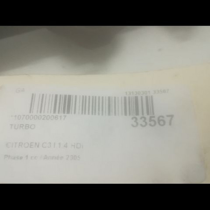 Turbo occasion CITROEN C3 I Phase 1 04-2002->10-2005 1.4 HDi 4