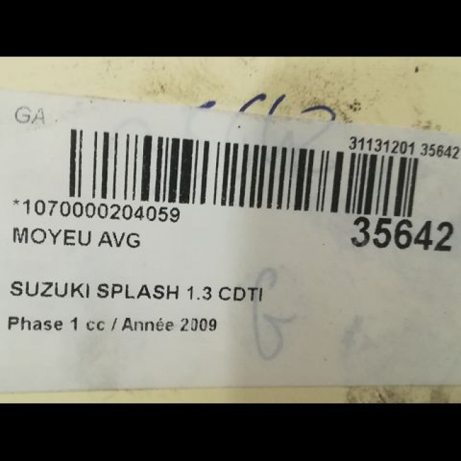 Moyeu avg occasion SUZUKI SPLASH Phase 1 03-2008->12-2012 1.3 CDTI 75ch 4344068L10 3