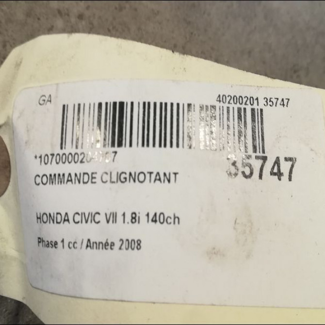 Commande clignotant occasion HONDA CIVIC VII Phase 1 01-2006->09-2008 1.8i 140ch 35255SWAH21 2