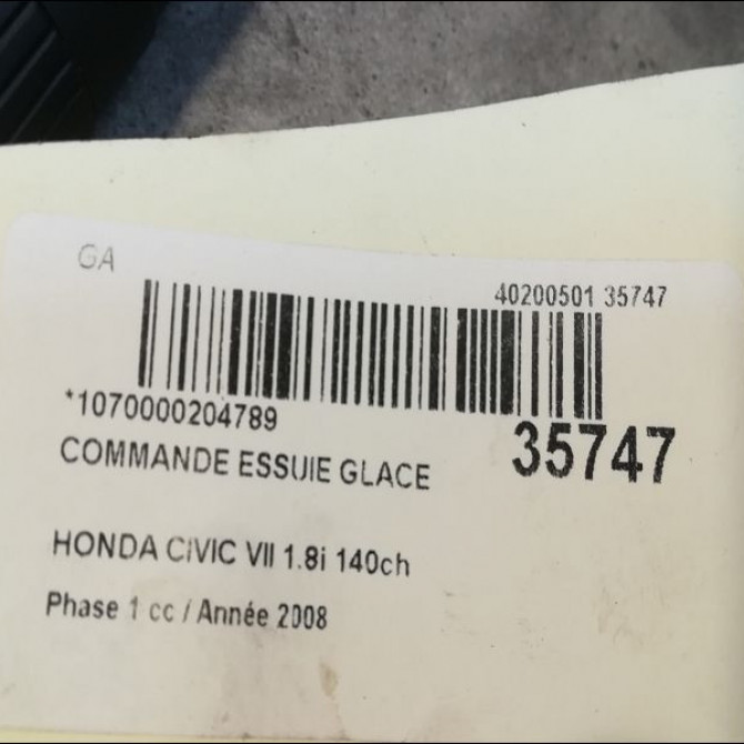 Commande essuie glace occasion HONDA CIVIC VII Phase 1 01-2006->09-2008 1.8i 140ch 35256TA0A12 3