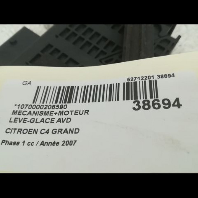 Mecanisme + moteur lève-glace avant droit occasion CITROEN C4 GRAND PICASSO I Phase 1 10-2006->09-2013 2.0 HDI 138 ch 9222CT 3