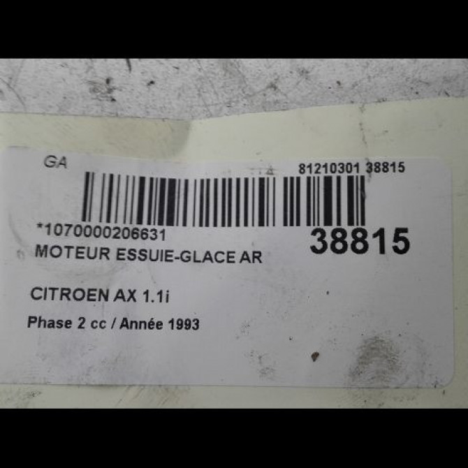 Moteur essuie-glace arrière occasion CITROEN AX Phase 2 07-1991->06-1998 1.1i 3