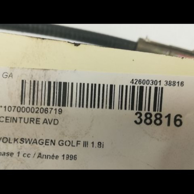 Ceinture avant droite occasion VOLKSWAGEN GOLF III Phase 1 01-1992->12-1997 1.8i 90ch 1H4857706AB41 4