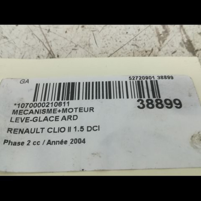 Mecanisme+moteur leve-glace ard occasion RENAULT CLIO II Phase 2 06-2001->07-2006 1.5 DCI 80ch 8200232509 3