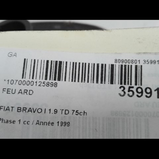 Feu arrière droit occasion FIAT BRAVO I Phase 1 09-1995->12-2001 1.9 TD 75ch 46538352 3