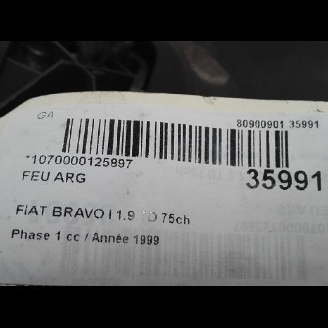 Feu arrière gauche occasion FIAT BRAVO I Phase 1 09-1995->12-2001 1.9 TD 75ch 46538353 3