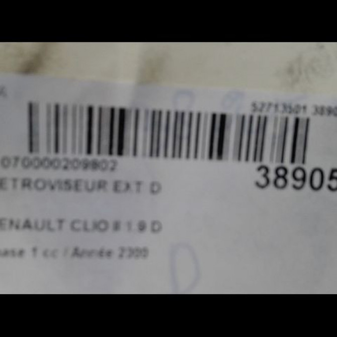 Retroviseur exterieur manuel droit occasion RENAULT CLIO II Phase 1 03-1998->06-2001 1.9 D 8200042362 3