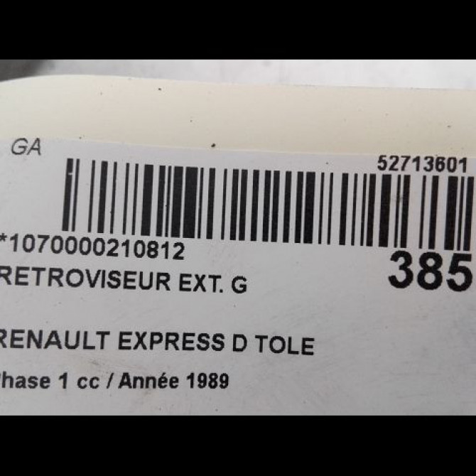 Retroviseur exterieur gauche occasion RENAULT EXPRESS Phase 1 11-1985->09-1994 D TOLE BV5 775kg 7700804101 3