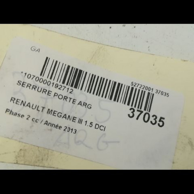 Serrure porte arg occasion RENAULT MEGANE III Phase 2 01-2012->06-2014 1.5 DCI 90ch 825030002R 4