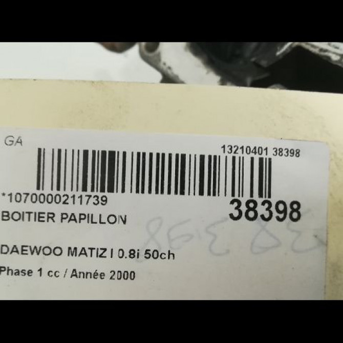 Boitier papillon occasion DAEWOO MATIZ I Phase 1 07-1998->12-2000 0.8i 50ch 3