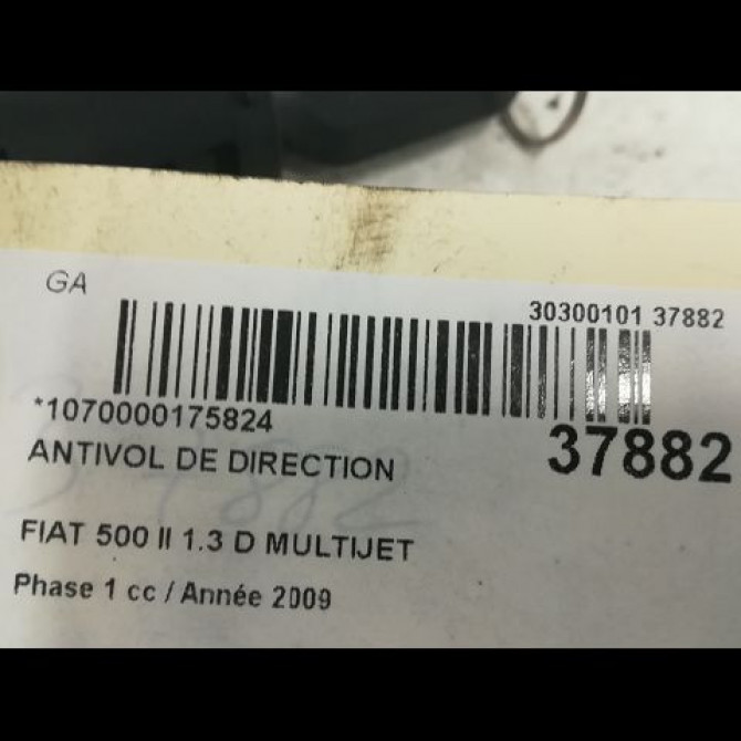 Antivol de direction occasion FIAT 500 II 500 II Phase 1 2007-07-01->2016-03-31 1.3 D MULTIJET 16v 75ch 51800628 3
