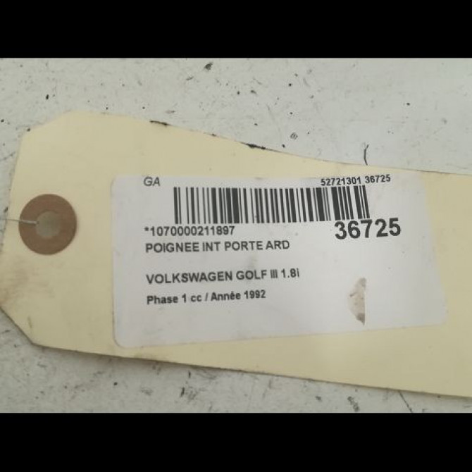 Poignee int porte ard occasion VOLKSWAGEN GOLF III Phase 1 01-1992->12-1997 1.8i 90ch 1H4867180AF31 3