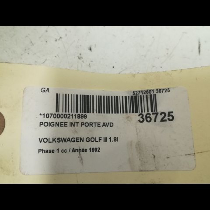 Poignee int porte avd occasion VOLKSWAGEN GOLF III Phase 1 01-1992->12-1997 1.8i 90ch 1H0867180BT21 3