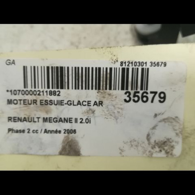 Moteur essuie-glace arrière occasion RENAULT MEGANE II Phase 2 01-2006->06-2009 2.0i 225ch 8200080900 3