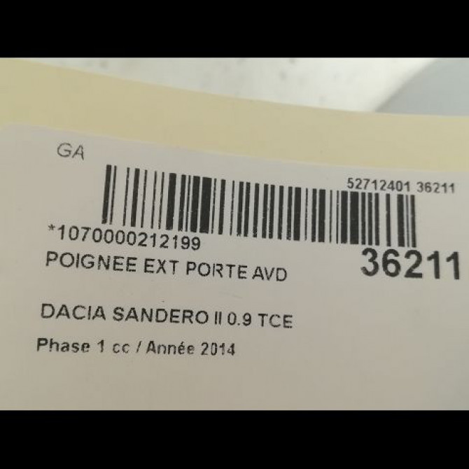 Poignee ext porte avd occasion DACIA SANDERO II Phase 1 10-2012->... 0.9 TCE 90ch 806062700R 3