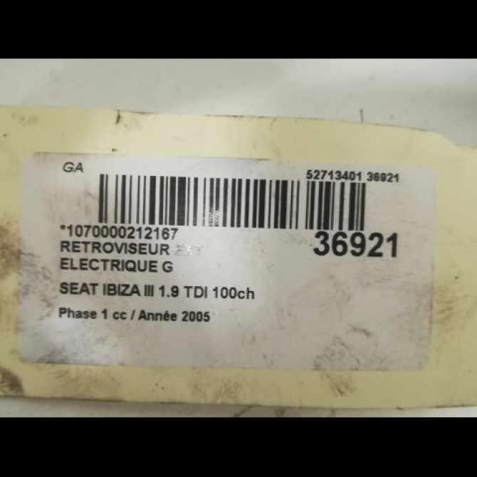 Retroviseur exterieur gauche occasion SEAT IBIZA III Phase 1 03-2002->03-2006 1.9 TDI 100ch 6L1857507AD9B9 3