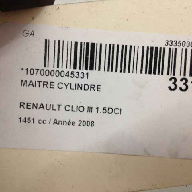 Maitre cylindre occasion RENAULT CLIO III Phase 1 09-2005->03-2009 1.5 DCI 105ch 7701208398 3